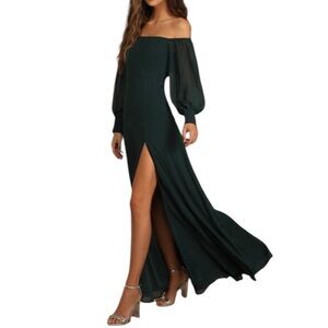 Lulu's Feel the Romance Emerald Green Off-the-Shoulder Maxi Dress Size 3X